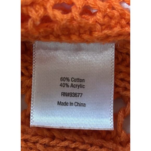 A.N.A Long-Sleeve Pointelle Open-Stitch Sweater Plus Size 3X Orange Pumpkin Fall - Picture 6 of 9